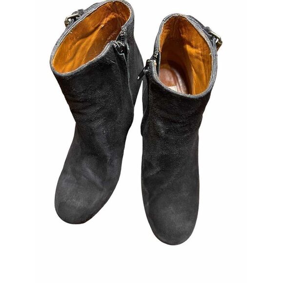 Lanvin p Wedge Black Leather Suede Bootie Size 5 - Picture 3 of 9
